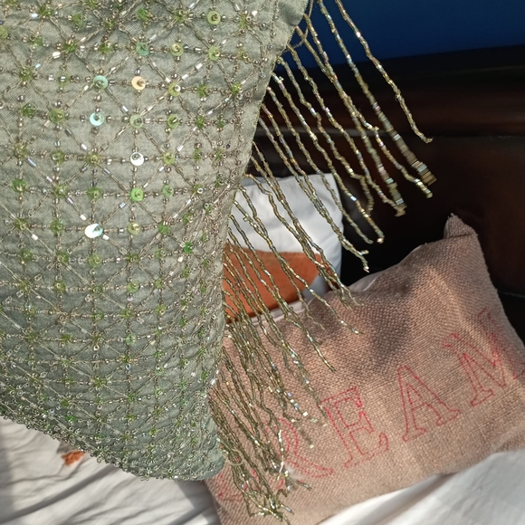 Embroidered Embellished Tasseled Cushion - Picture 9 of 13